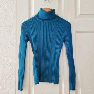 No Boundaries Bodycon, Teal Bluish, Vertical Textured Turtleneck Size Sm…